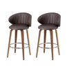 2x Artiss Bar Stools Dining Chairs Contoured Leather Wood Stool