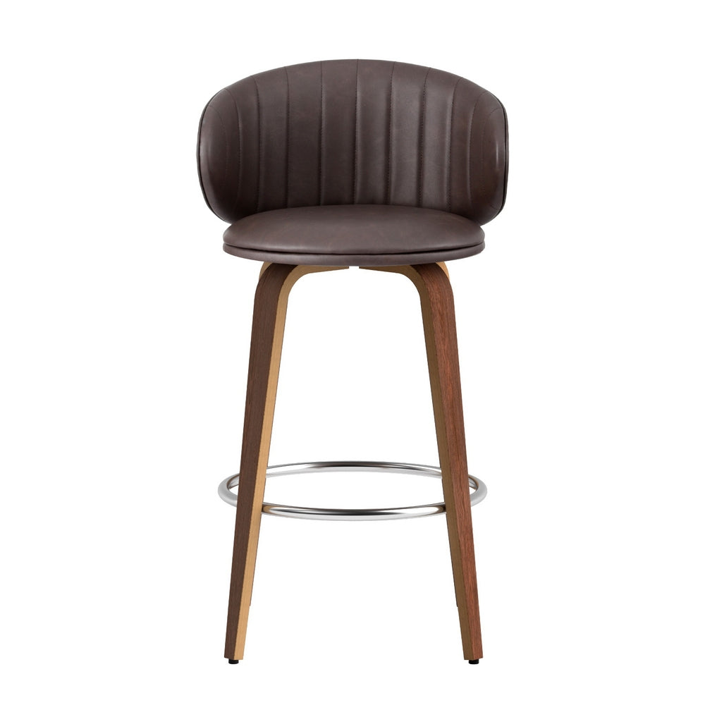 2x Artiss Bar Stools Dining Chairs Contoured Leather Wood Stool Artiss