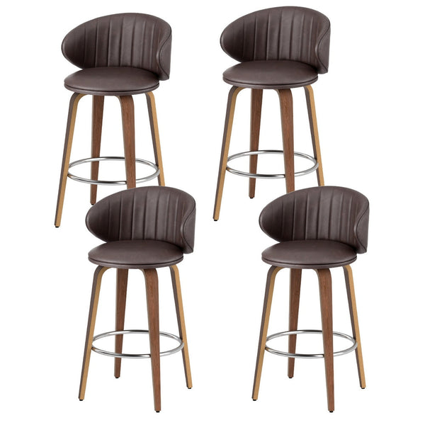 4x Artiss Bar Stools Dining Chairs Contoured Leather Wood Stool Artiss