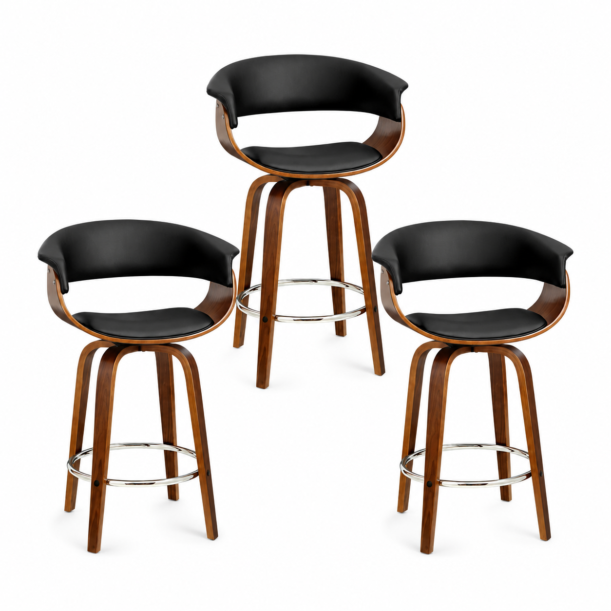 Artiss Bar Stools Set of 3 Kitchen Wooden Bar Stool Dining Chair 65cm Awezingly