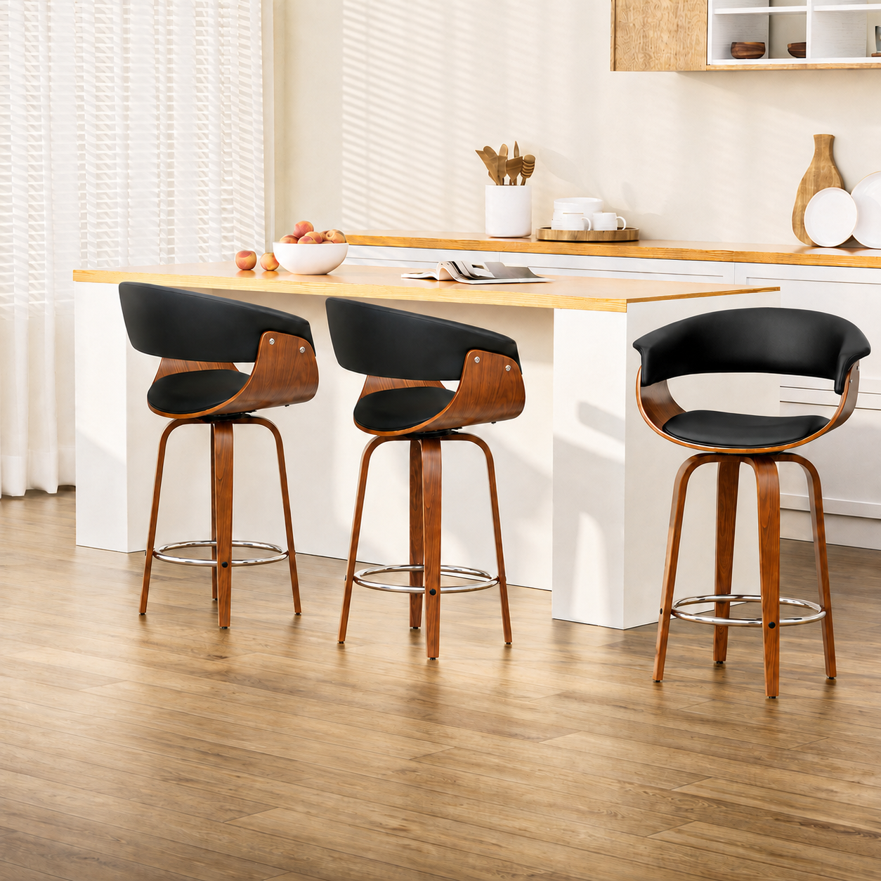Artiss Bar Stools Set of 3 Kitchen Wooden Bar Stool Dining Chair 65cm Awezingly