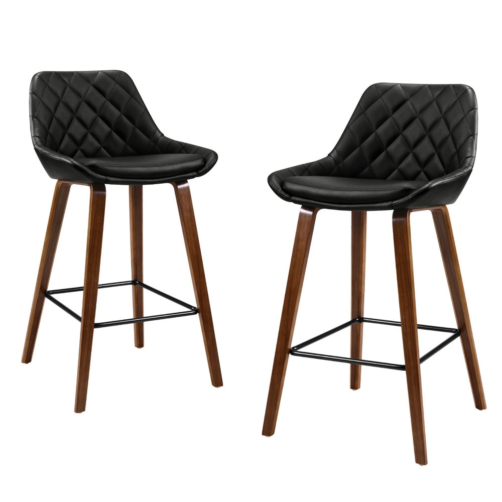 Artiss 4x Bar Stools PU Seat Wooden Artiss