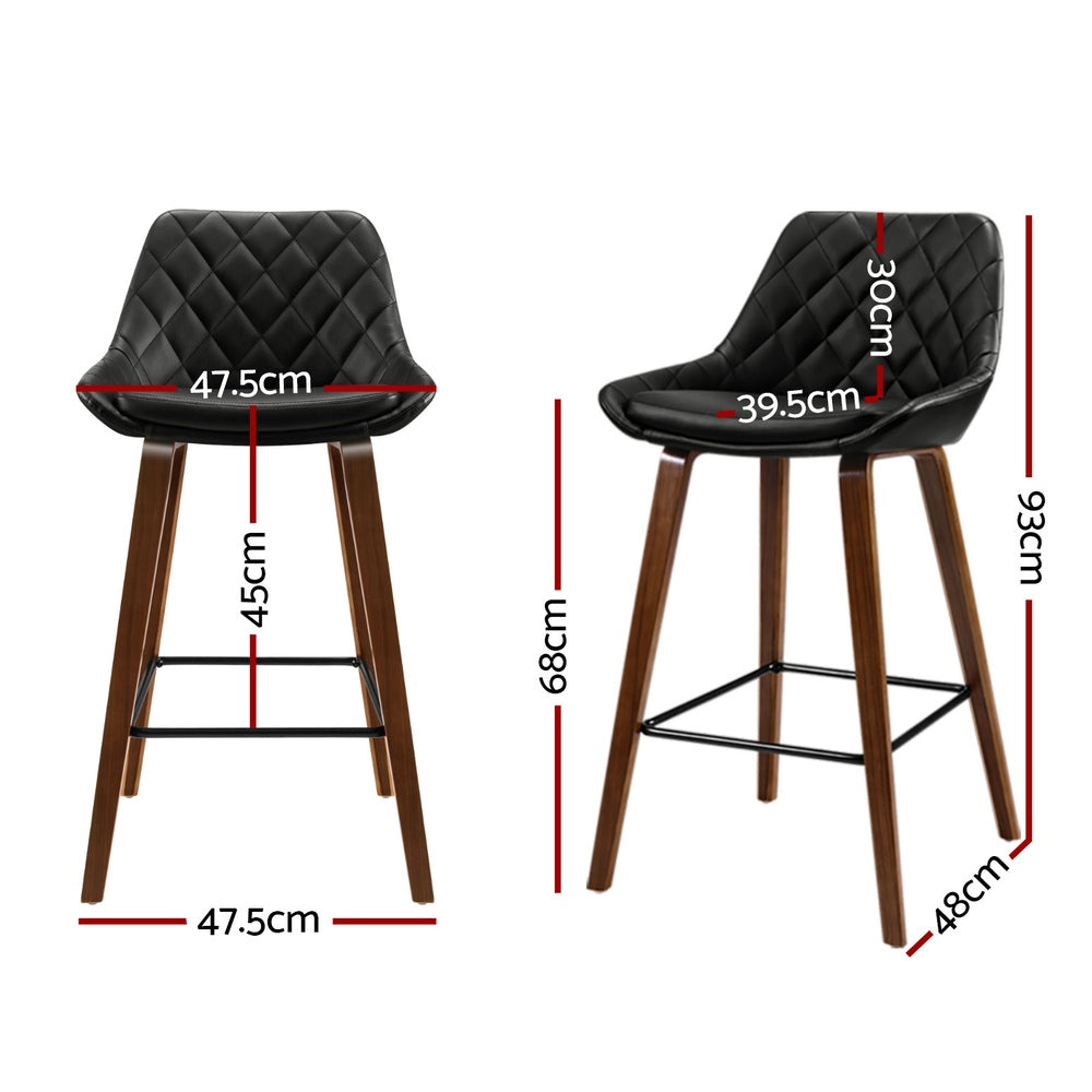Artiss 4x Bar Stools PU Seat Wooden Artiss