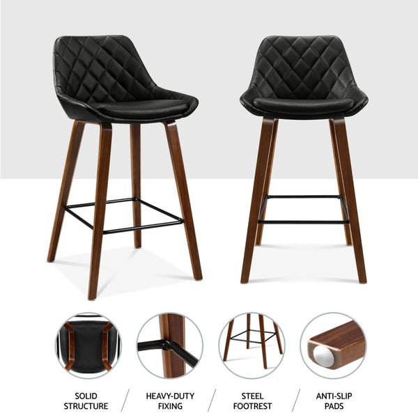 Artiss 4x Bar Stools PU Seat Wooden Artiss