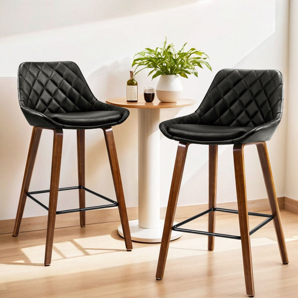 Artiss 4x Bar Stools PU Seat Wooden Artiss