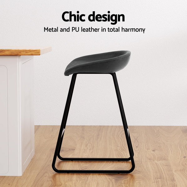 Artiss 2x Bar Stools Kitchen Dining Chairs Counter Stool PU Leather Metal Artiss