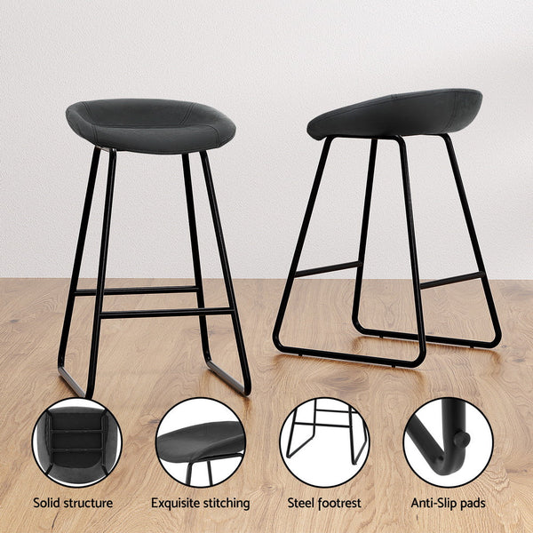 Artiss 2x Bar Stools Kitchen Dining Chairs Counter Stool PU Leather Metal Artiss
