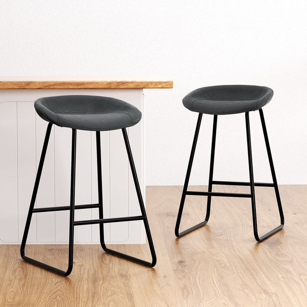 Artiss 2x Bar Stools Kitchen Dining Chairs Counter Stool PU Leather Metal Artiss
