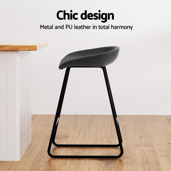 Artiss 4x Bar Stools Kitchen Dining Chairs Counter Stool PU Leather Metal Artiss