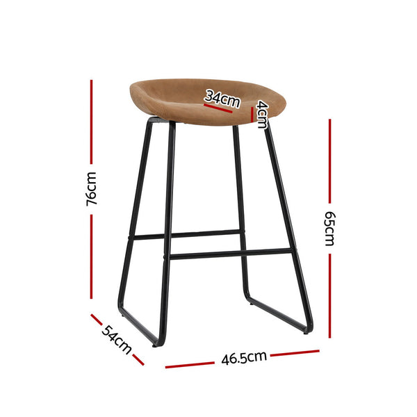 Artiss 2x Bar Stools Kitchen Dining Chairs Counter Stool PU Leather Metal Brown Artiss
