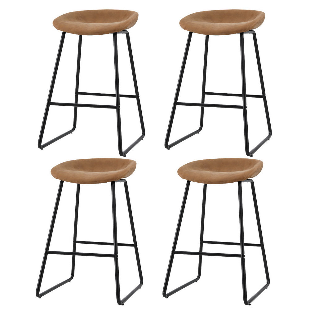 Artiss 4x Bar Stools Kitchen Dining Chairs Counter Stool PU Leather Metal Brown Artiss