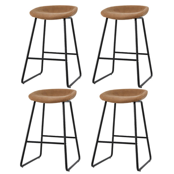 Artiss 4x Bar Stools Kitchen Dining Chairs Counter Stool PU Leather Metal Brown Artiss