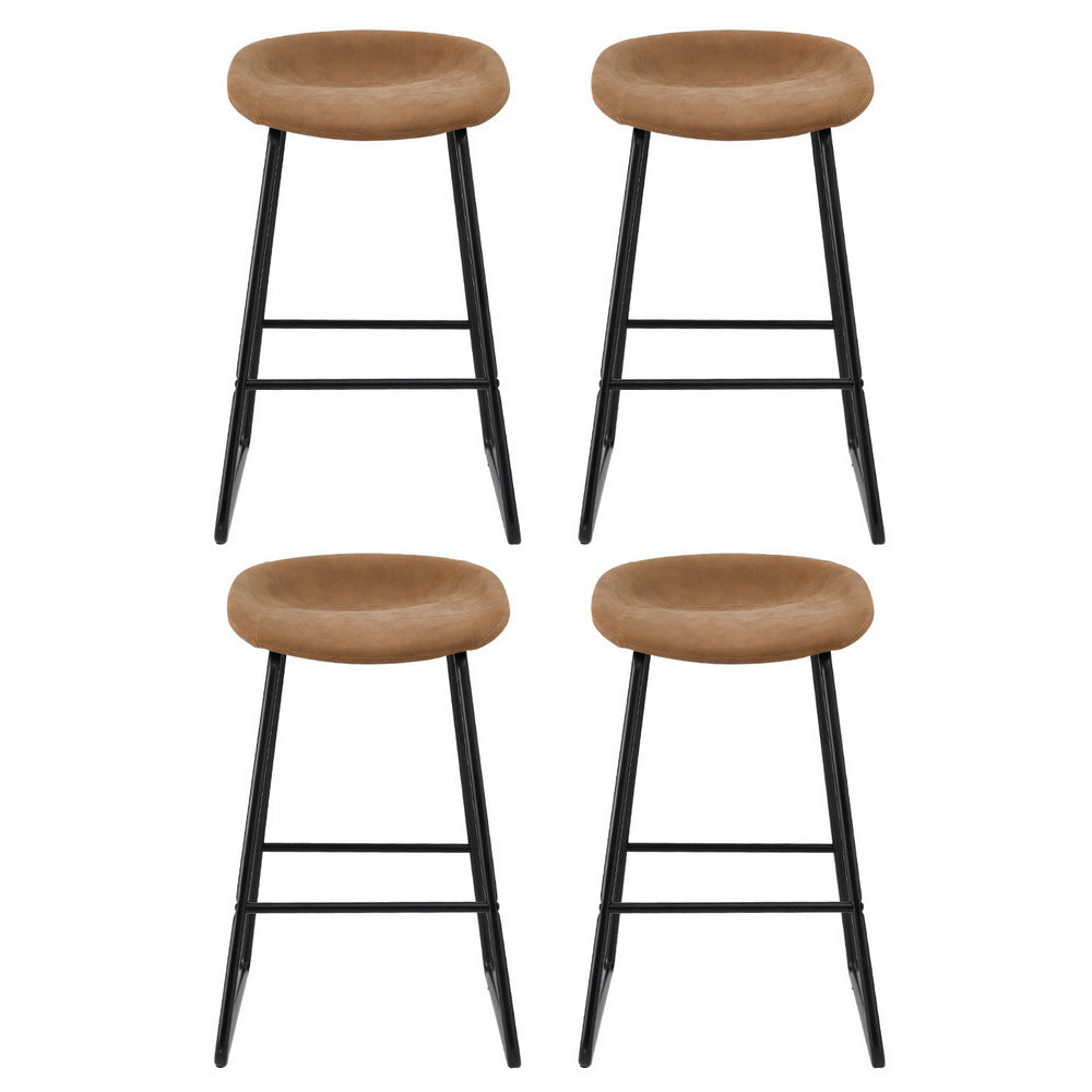Artiss 4x Bar Stools Kitchen Dining Chairs Counter Stool PU Leather Metal Brown Artiss