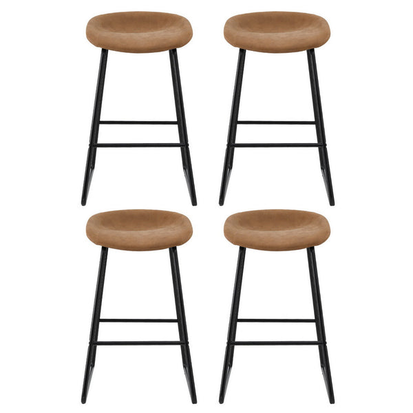 Artiss 4x Bar Stools Kitchen Dining Chairs Counter Stool PU Leather Metal Brown Artiss