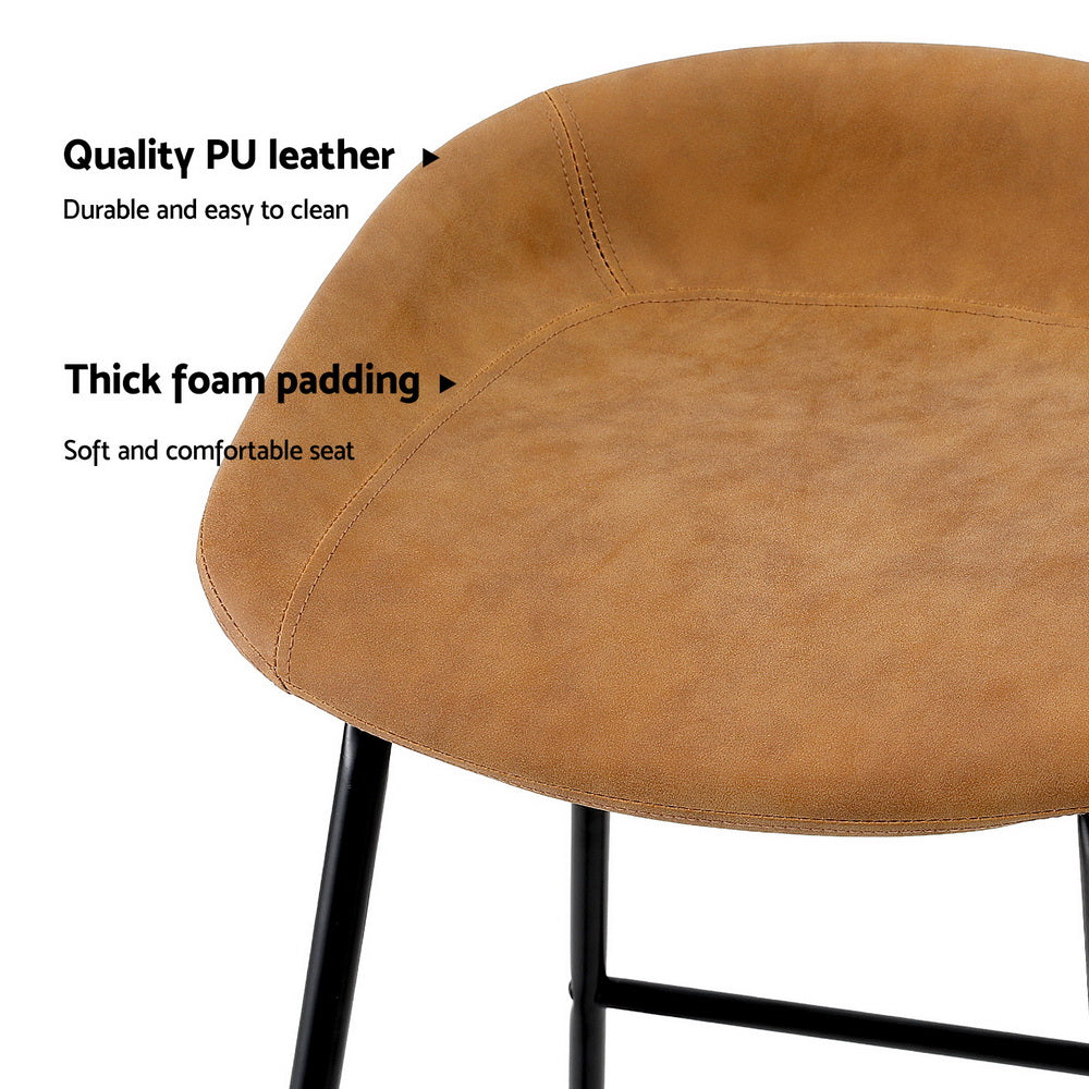 Artiss 4x Bar Stools Kitchen Dining Chairs Counter Stool PU Leather Metal Brown Artiss