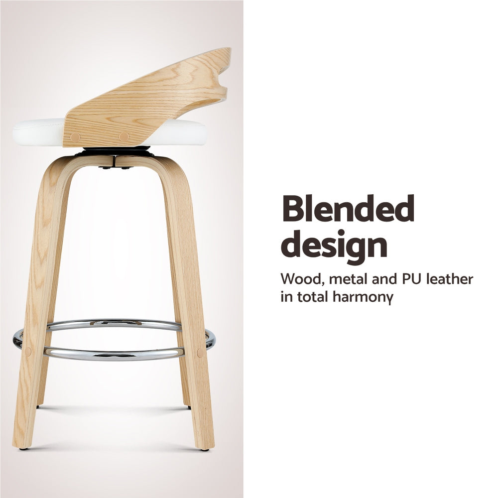 Artiss 2x Bar Stools Swivel Dining Chairs Low Back Counter Seat PU Cushion Artiss