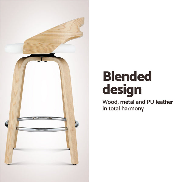 Artiss 2x Bar Stools Swivel Dining Chairs Low Back Counter Seat PU Cushion Artiss