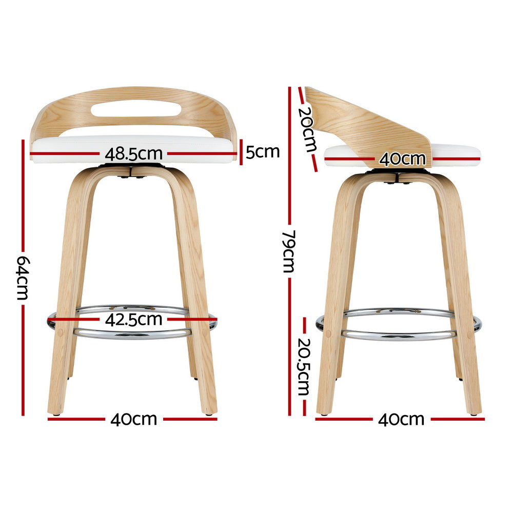 Artiss 4x Bar Stools Swivel Dining Chairs Low Back Counter Seat PU Cushion Artiss