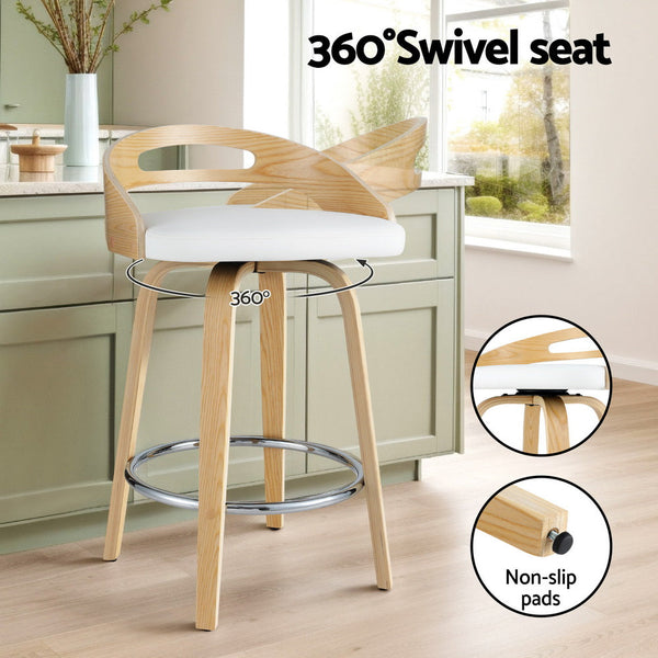 Artiss 4x Bar Stools Swivel Dining Chairs Low Back Counter Seat PU Cushion Artiss