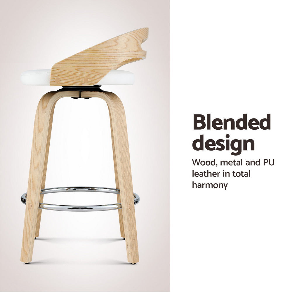 Artiss 4x Bar Stools Swivel Dining Chairs Low Back Counter Seat PU Cushion Artiss