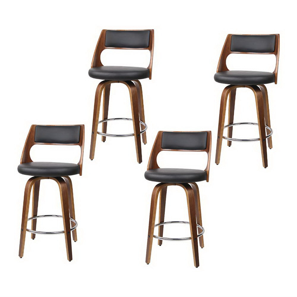 Artiss 4x Bar Stools Swivel Leather Chair 65cm Artiss
