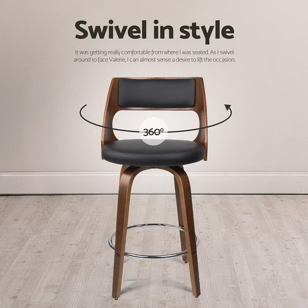Artiss 4x Bar Stools Swivel Leather Chair 65cm Artiss