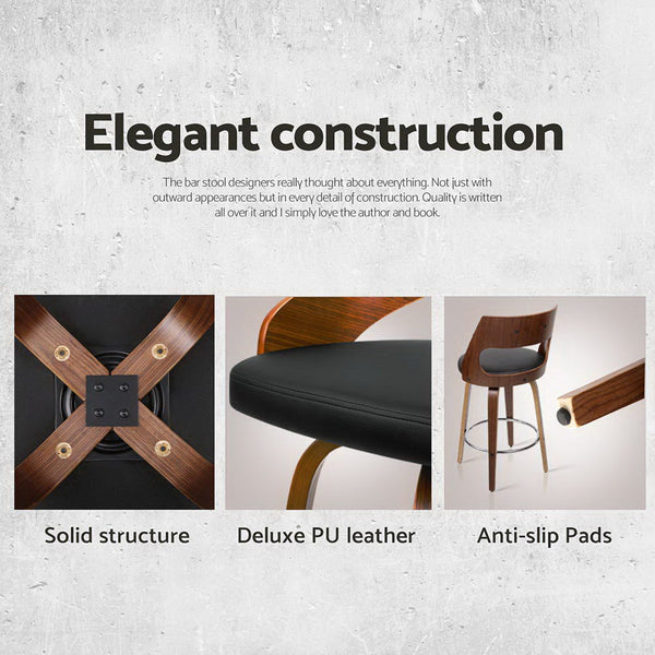 Artiss 4x Bar Stools Swivel Leather Chair 65cm Artiss