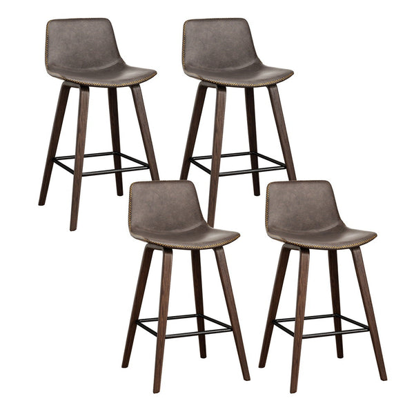 Artiss 4x Bar Stools Vintage Leather Wooden Artiss