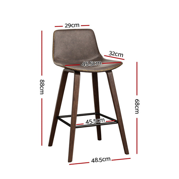Artiss 4x Bar Stools Vintage Leather Wooden Artiss