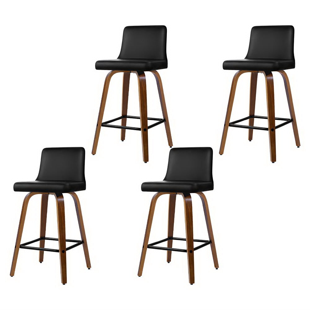 Artiss 4x Bar Stools Swivel Leather Padded Wooden Artiss