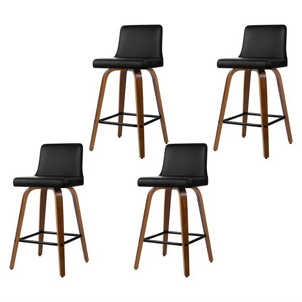 Artiss 4x Bar Stools Swivel Leather Padded Wooden Artiss