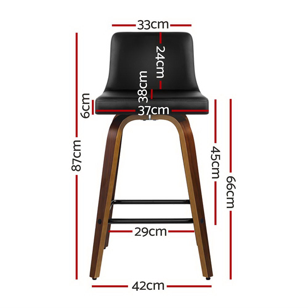 Artiss 4x Bar Stools Swivel Leather Padded Wooden Artiss
