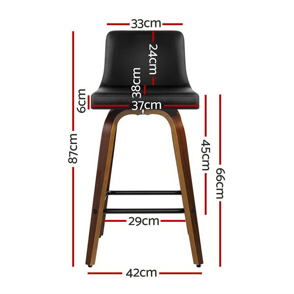 Artiss 4x Bar Stools Swivel Leather Padded Wooden Artiss