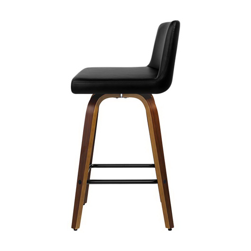 Artiss 4x Bar Stools Swivel Leather Padded Wooden Artiss