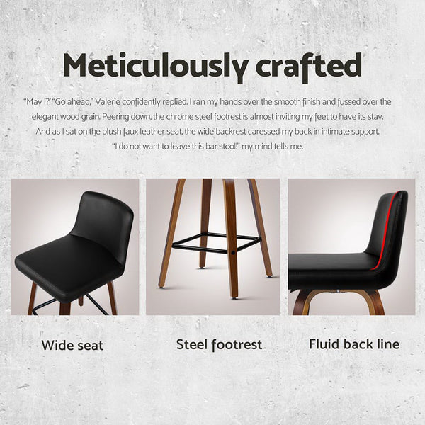 Artiss 4x Bar Stools Swivel Leather Padded Wooden Artiss