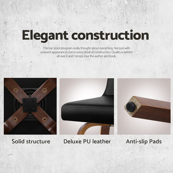 Artiss 4x Bar Stools Swivel Leather Padded Wooden Artiss