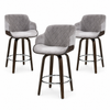 Artiss Bar Stools Set of 3 Kitchen Wooden Bar Stool Dining Chair Swivel Velvet