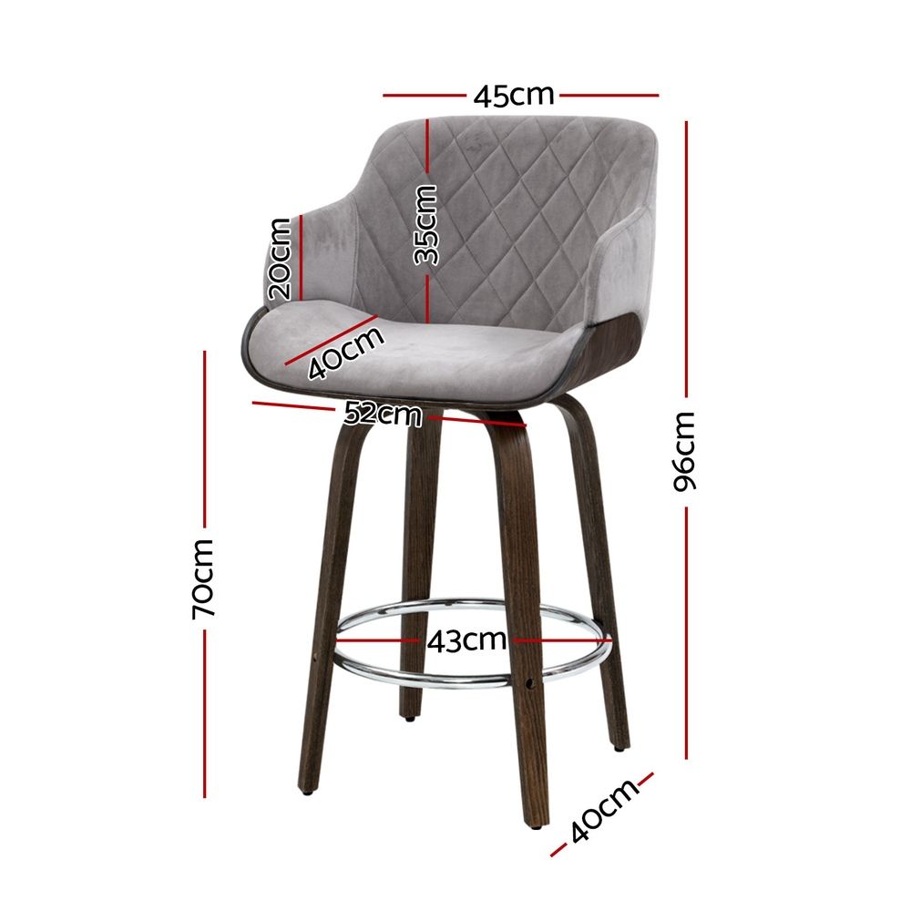 Artiss Bar Stools Set of 3 Kitchen Wooden Bar Stool Dining Chair Swivel Velvet Awezingly