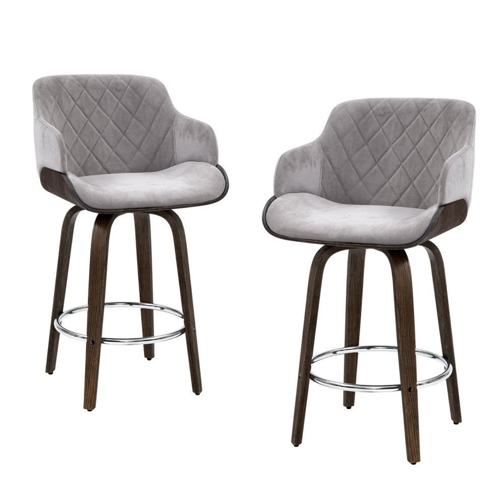 Artiss 4x Bar Stools Swivel Velvet Padded Wooden Artiss