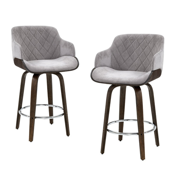 Artiss 4x Bar Stools Swivel Velvet Padded Wooden Artiss