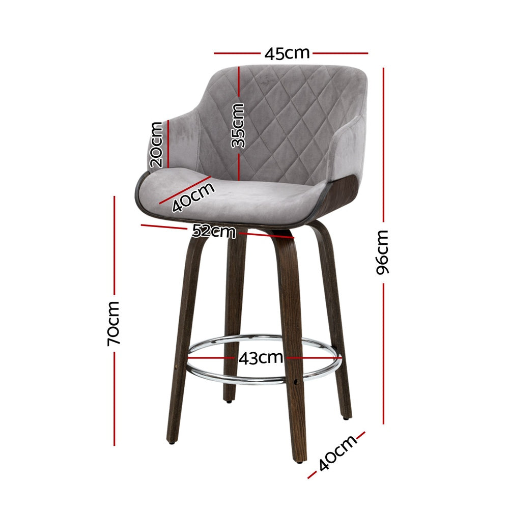 Artiss 4x Bar Stools Swivel Velvet Padded Wooden Artiss