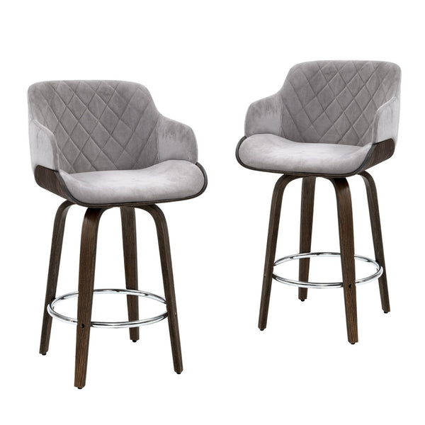 Artiss 4x Bar Stools Swivel Velvet Padded Wooden Artiss
