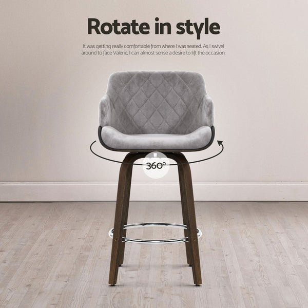 Artiss 4x Bar Stools Swivel Velvet Padded Wooden Artiss