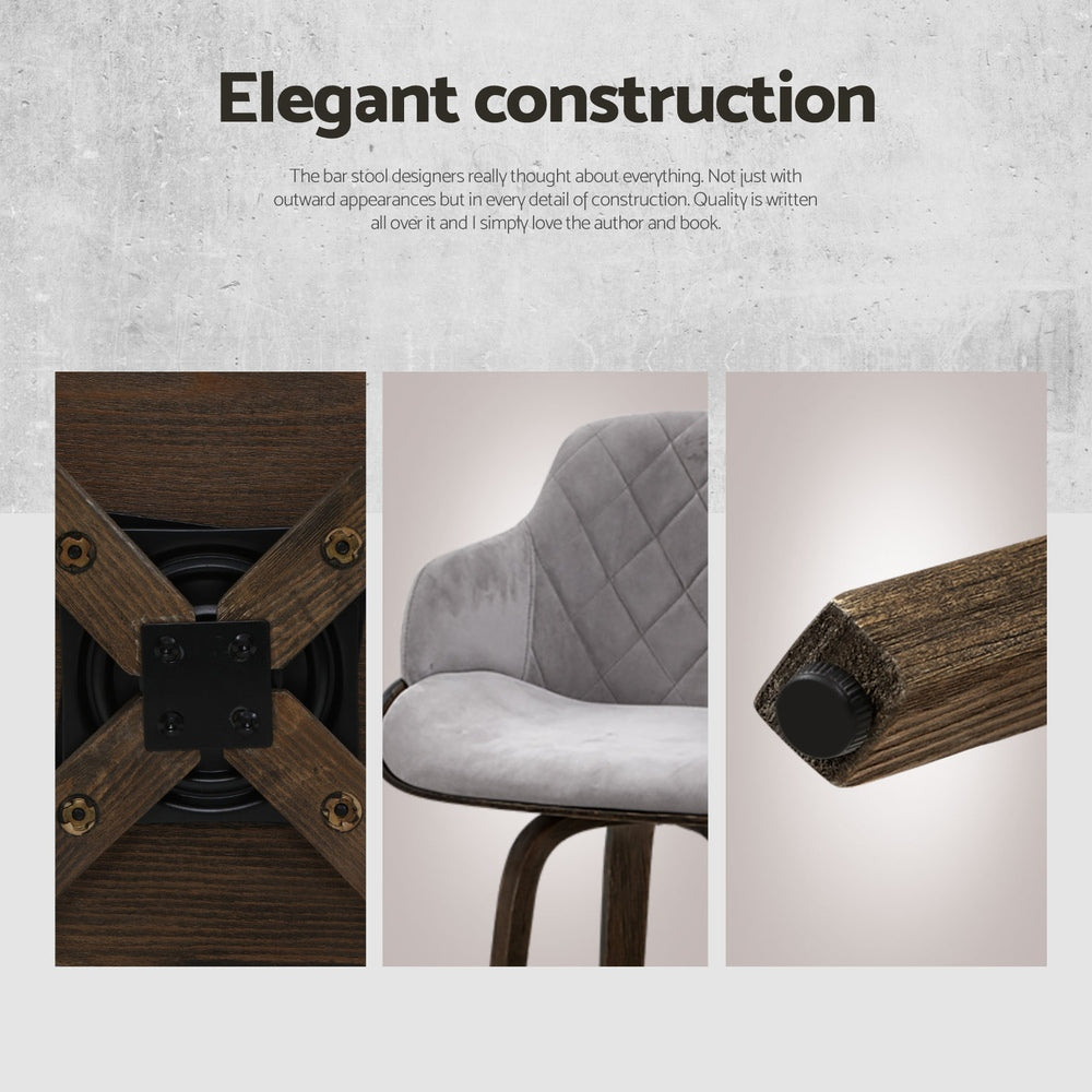 Artiss 4x Bar Stools Swivel Velvet Padded Wooden Artiss