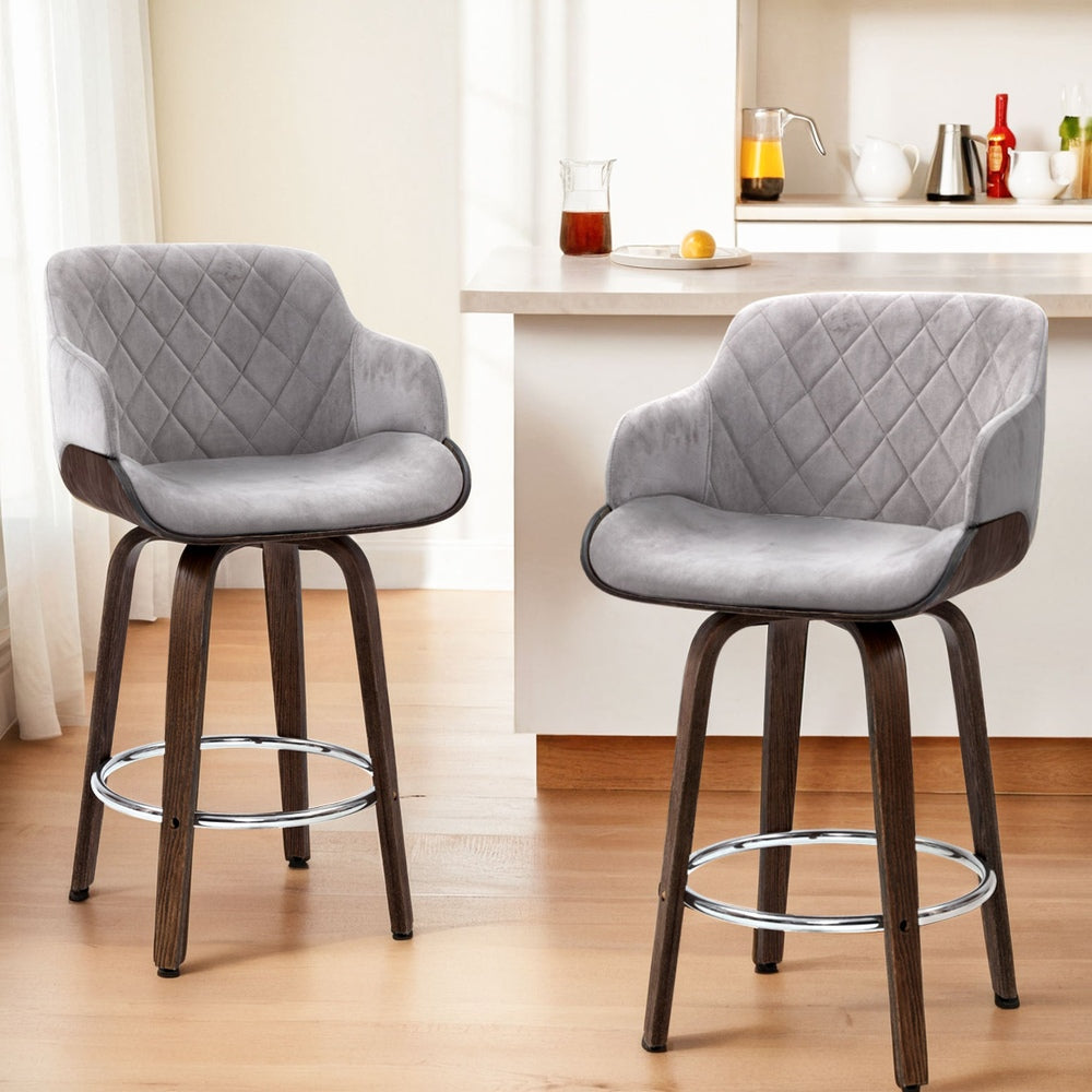Artiss 4x Bar Stools Swivel Velvet Padded Wooden Artiss