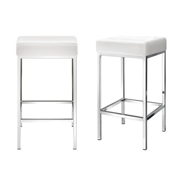 Artiss 4x Bar Stools Leather Padded Metal White Artiss