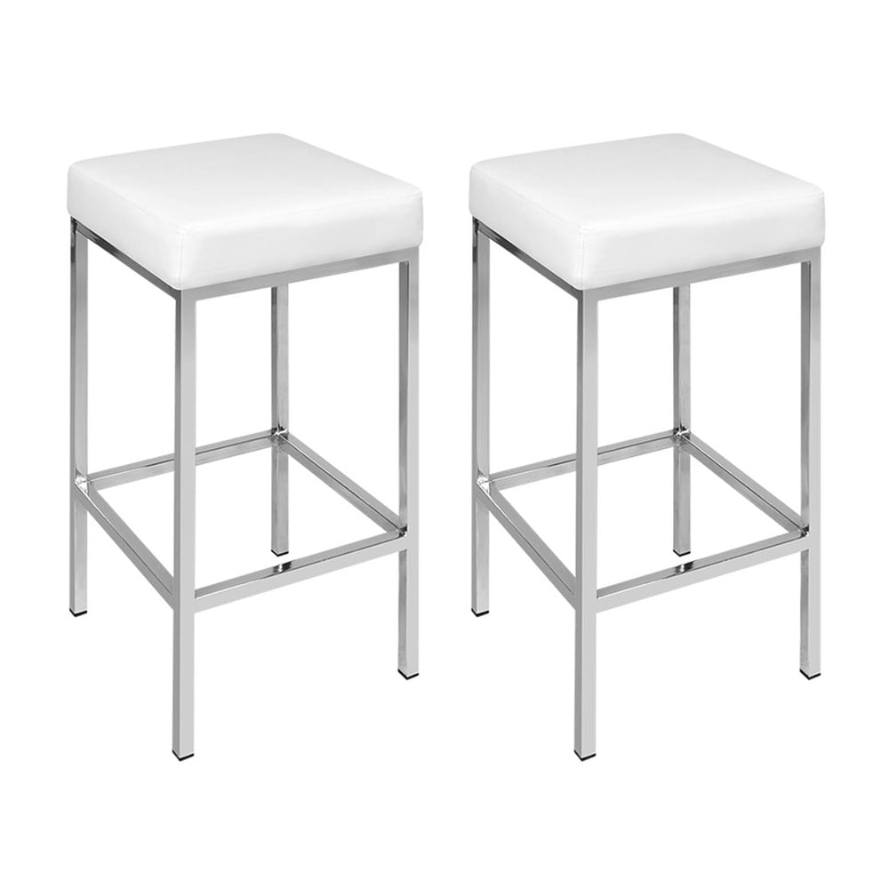Artiss 4x Bar Stools Leather Padded Metal White Artiss