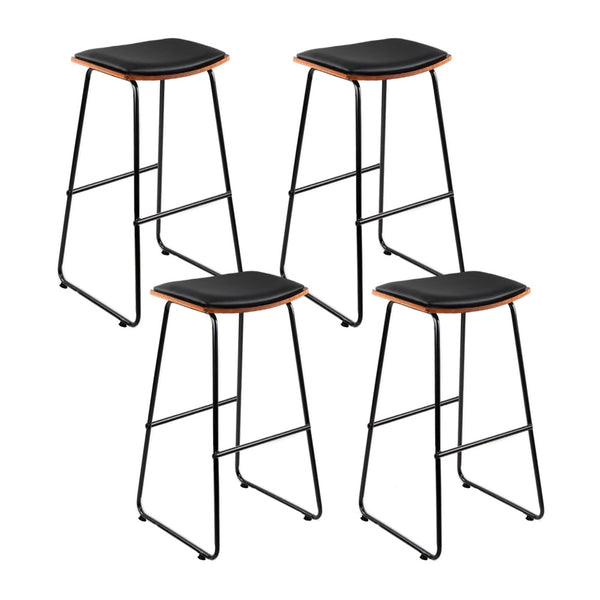 Artiss 4x Bar Stools Leather Padded Metal Artiss