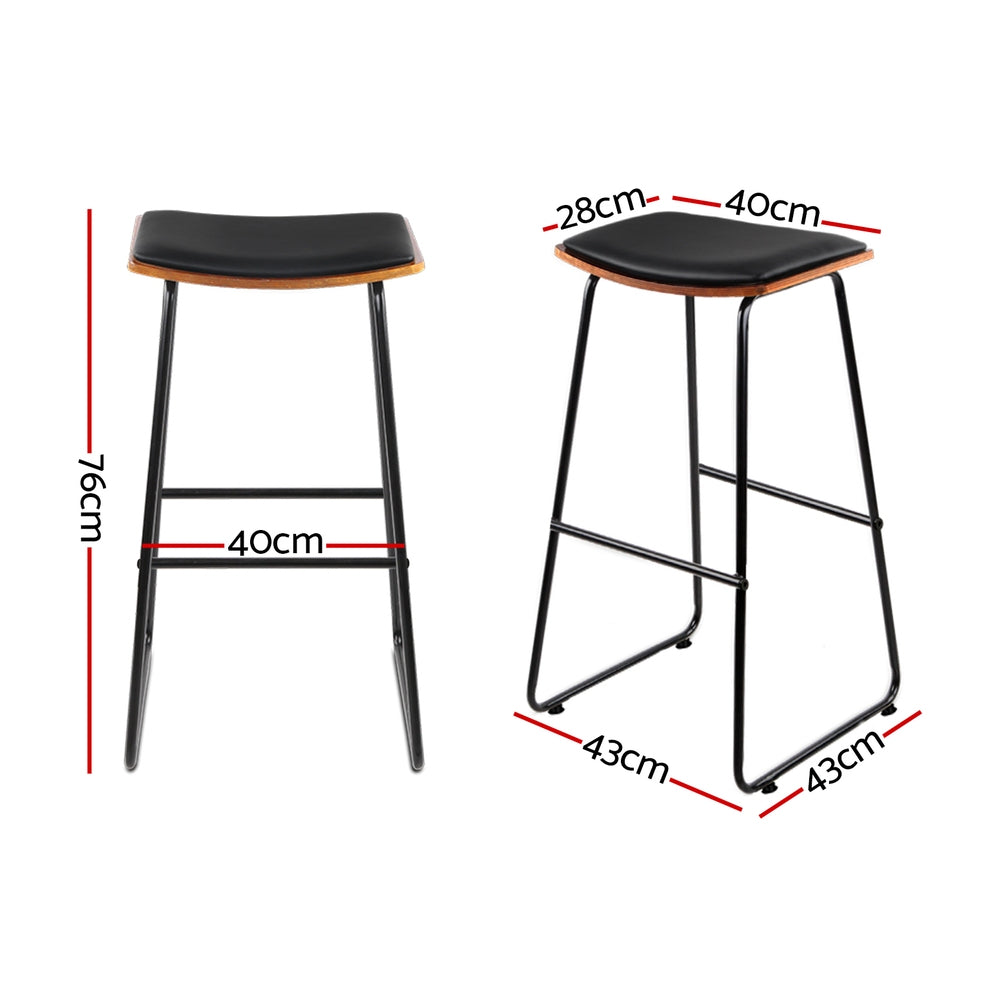 Artiss 4x Bar Stools Leather Padded Metal Artiss