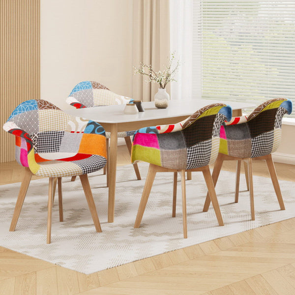 Artiss Dining Chairs Set of 4 Fabric Retro Replica DSW Artiss